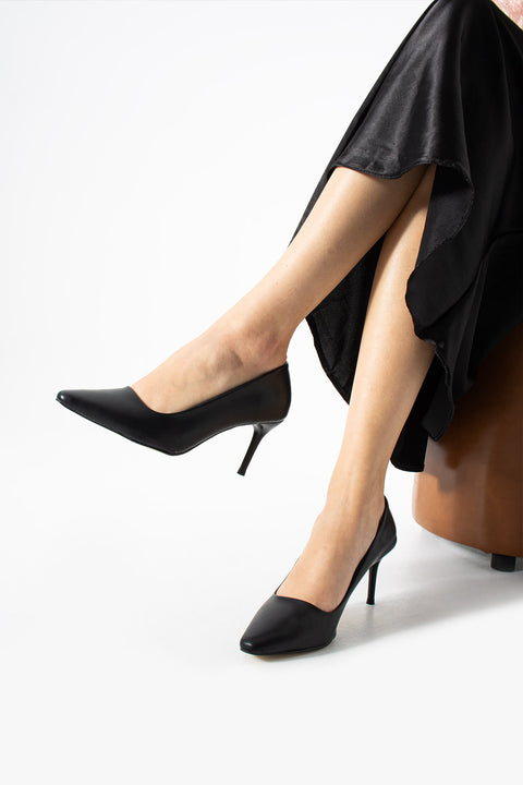 Parlak Vegan Deri Topuklu Ayakkabı – 7cm İnce Topuklu Şık Stiletto