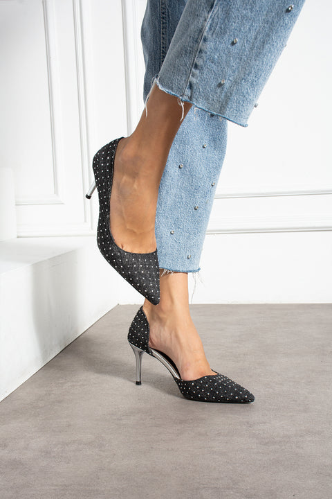 Taş Detaylı İnce Topuklu Stiletto – Metal Topuklu Şık Kadın Abiye Ayakkabı