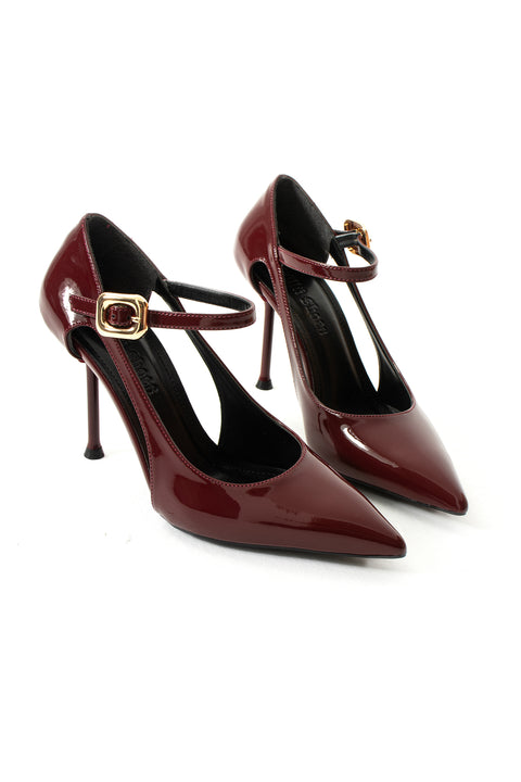 Stiletto – Bilekten Tokalı, Beyaz İnce Topuklu, Sivri Burunlu Rahat Kalıp Kadın Topuklu Ayakkabı