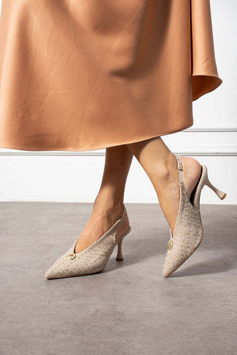 Düğme Detaylı Slingback İnce Topuklu Kadın Stiletto – Şık ve Zarif Abiye Ayakkabı