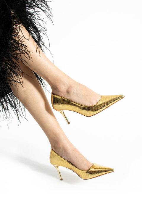 Yılan Desenli Vegan Deri Stiletto – 7cm İnce Topuklu Sivri Burun Şık ve Rahat Kadın Ayakkabı