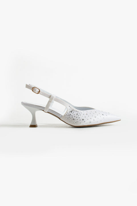 Taş Detaylı İnce Topuklu Slingback Stiletto – Şık ve Zarif Abiye Kadın Ayakkabı