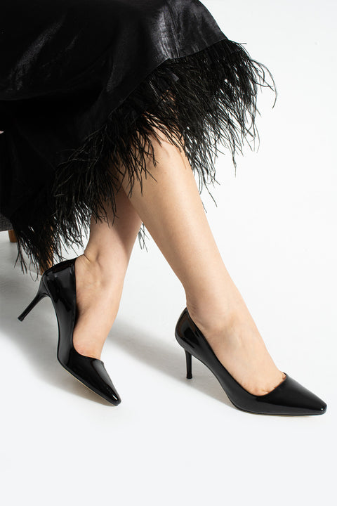 Parlak Vegan Deri Topuklu Ayakkabı – 7cm İnce Topuklu Şık Stiletto