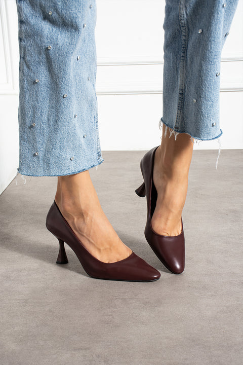 Yılan Derisi Desenli İnce Topuklu Stiletto Şık Rahat Vegan Deri Kadın Topuklu Ayakkabı
