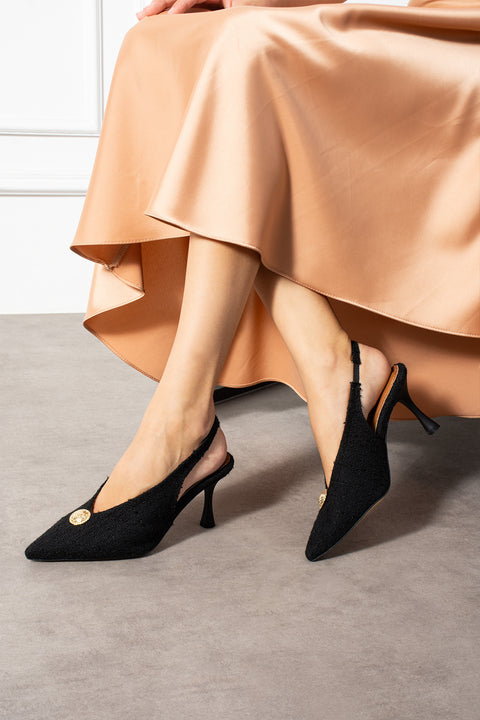 Düğme Detaylı Slingback İnce Topuklu Kadın Stiletto – Şık ve Zarif Abiye Ayakkabı