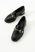 Timsah Desenli Tokalı Kadın Loafer