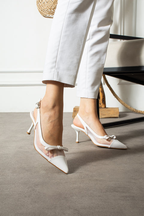 Rugan Şeffaf Detaylı Fiyonklu Stiletto – 7 cm İnce Topuklu Zarif Abiye ve Günlük Ayakkabı
