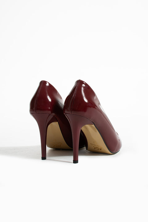 Vegan Deri Mat 9cm Topuklu Hafızalı Pedli Rahat Kalıp Sivri Burun Kadın Stiletto
