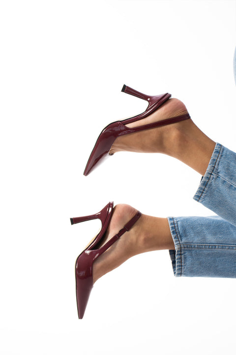 Slingback İnce Topuklu Ayakkabı Kadın Sivri Burun Şık Günlük Ofis Abiye Model
