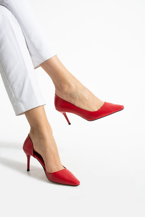 Mat Siyah Vegan Deri Stiletto – 7 cm İnce Topuklu Rahat Günlük Ofis Ayakkabısı