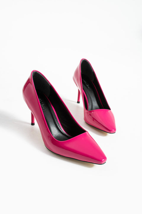 Parlak Vegan Deri Topuklu Ayakkabı – 7cm İnce Topuklu Şık Stiletto