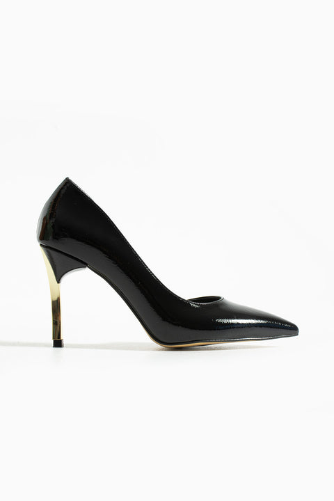 Rugan 9 Cm Altın Kaplama Kadın Topuklu Stiletto Ayakkabı Vegan Deri Günlük ve Özel Gün