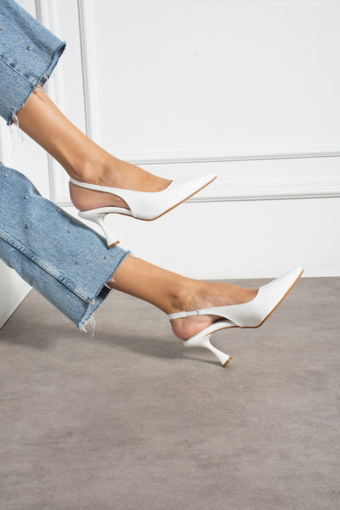 Rugan Sivri Burun Açık Yan Bantlı İnce Topuklu Kadın Stiletto Abiye Ayakkabı