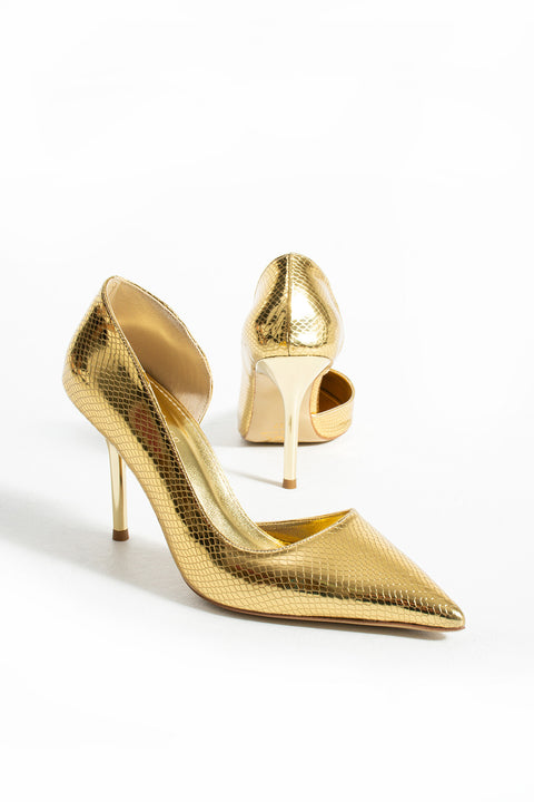 Yılan Derisi Desenli Vegan Deri Stiletto – 9cm Metal Topuklu Sivri Burun Şık & Konforlu Kadın Ayakkabı