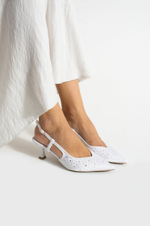 Taş Detaylı İnce Topuklu Slingback Stiletto – Şık ve Zarif Abiye Kadın Ayakkabı