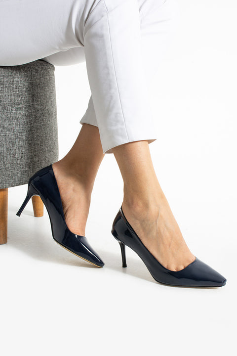 Parlak Vegan Deri Topuklu Ayakkabı – 7cm İnce Topuklu Şık Stiletto
