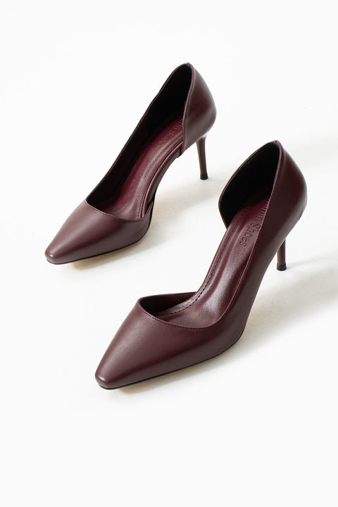 Mat Siyah Vegan Deri Stiletto – 7 cm İnce Topuklu Rahat Günlük Ofis Ayakkabısı