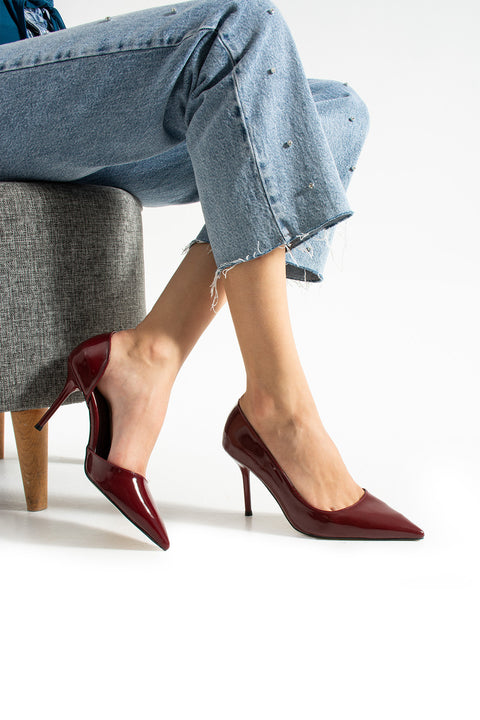 Rugan  9 cm Vegan Deri İnce Topuklu Stiletto | Etkileyici Şıklık! Mezuniyet Düğün Ofis İçin