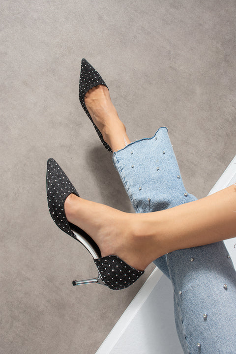 Taş Detaylı İnce Topuklu Stiletto – Metal Topuklu Şık Kadın Abiye Ayakkabı