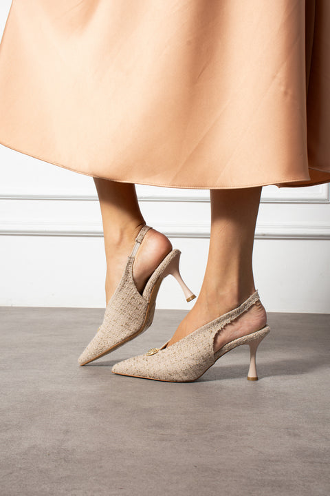 Düğme Detaylı Slingback İnce Topuklu Kadın Stiletto – Şık ve Zarif Abiye Ayakkabı