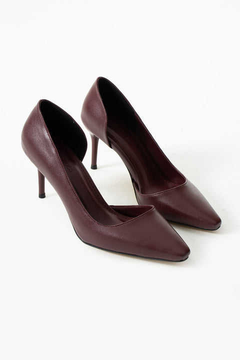 Mat Siyah Vegan Deri Stiletto – 7 cm İnce Topuklu Rahat Günlük Ofis Ayakkabısı