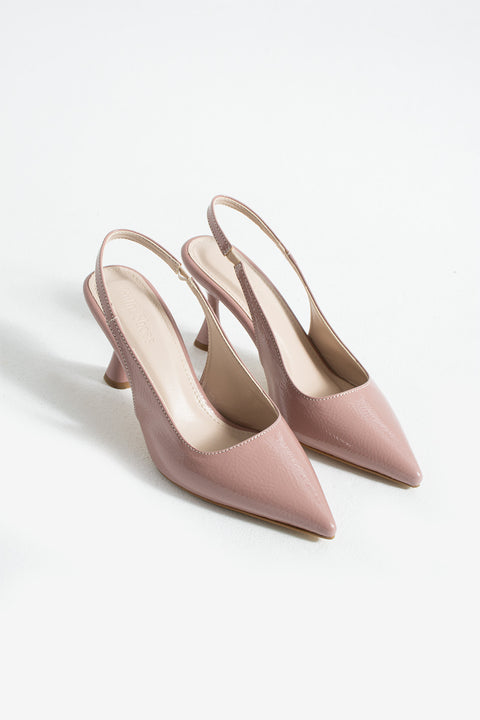 Rugan Sivri Burun Açık Yan Bantlı İnce Topuklu Kadın Stiletto Abiye Ayakkabı