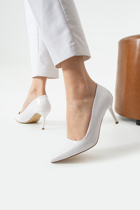 Parlak Vegan Deri Topuklu Ayakkabı – 7cm İnce Topuklu Şık Stiletto