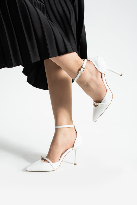 Parlak Kırışık Vegan Deri Stiletto – 9cm İnce Topuklu Sivri Burun Şık Kadın Ayakkabı