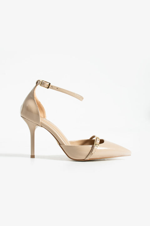 Parlak Kırışık Vegan Deri Stiletto – 9cm İnce Topuklu Sivri Burun Şık Kadın Ayakkabı