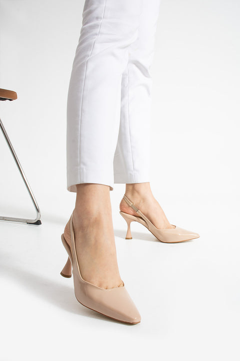 Slingback İnce Topuklu Ayakkabı Kadın Sivri Burun Şık Günlük Ofis Abiye Model