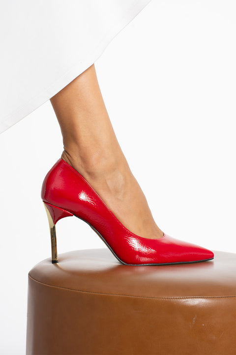 Rugan 9 Cm Altın Kaplama Kadın Topuklu Stiletto Ayakkabı Vegan Deri Günlük ve Özel Gün