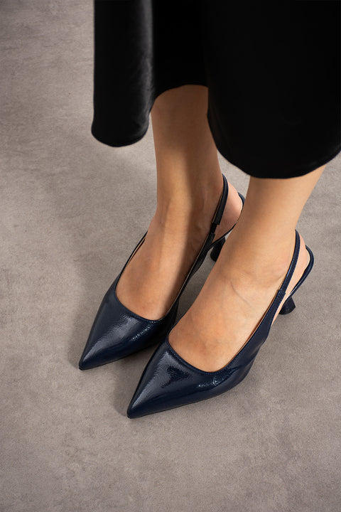 Rugan Sivri Burun Açık Yan Bantlı İnce Topuklu Kadın Stiletto Abiye Ayakkabı