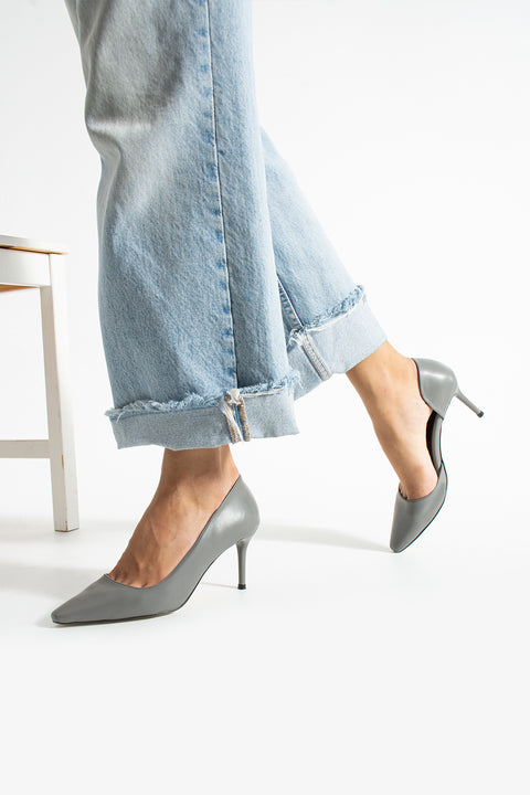 Mat Siyah Vegan Deri Stiletto – 7 cm İnce Topuklu Rahat Günlük Ofis Ayakkabısı