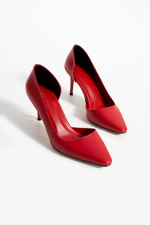 Mat Siyah Vegan Deri Stiletto – 7 cm İnce Topuklu Rahat Günlük Ofis Ayakkabısı