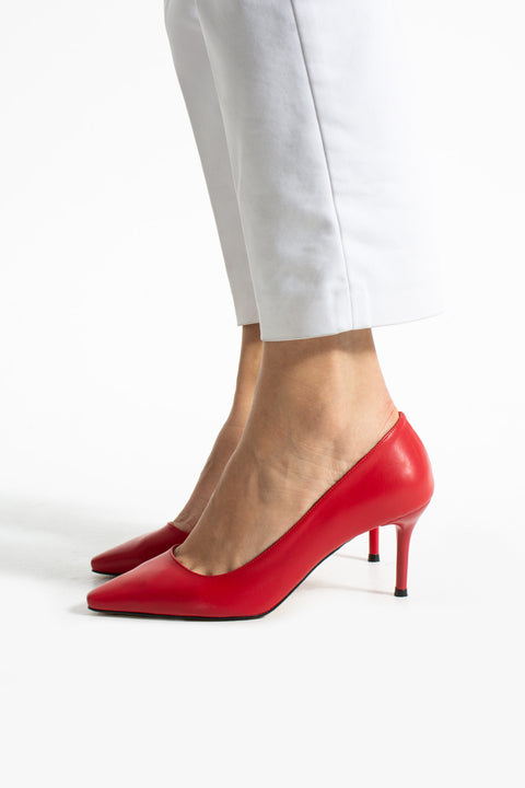 Mat Siyah Vegan Deri Stiletto – 7 cm İnce Topuklu Rahat Günlük Ofis Ayakkabısı