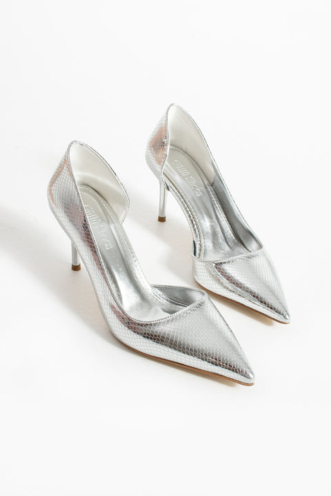 Yılan Derisi Desenli Vegan Deri Stiletto – 7cm İnce Topuklu Sivri Burun Şık Kadın Ayakkabı