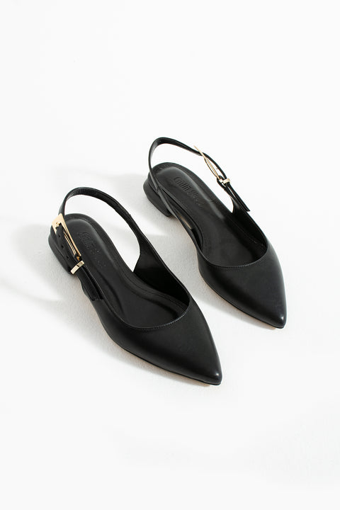 Vegan Slingback Babet – Sivri Burun, Düşük Topuk, Ayarlanabilir Tokalı Bant