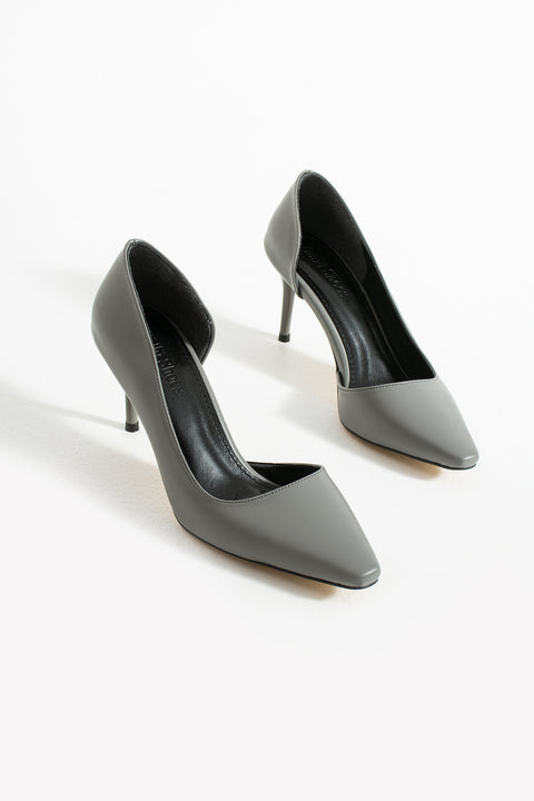 Mat Siyah Vegan Deri Stiletto – 7 cm İnce Topuklu Rahat Günlük Ofis Ayakkabısı