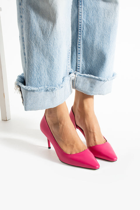 Mat Siyah Vegan Deri Stiletto – 7 cm İnce Topuklu Rahat Günlük Ofis Ayakkabısı