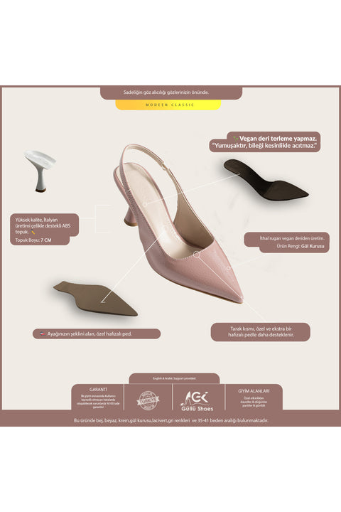 Rugan Sivri Burun Açık Yan Bantlı İnce Topuklu Kadın Stiletto Abiye Ayakkabı