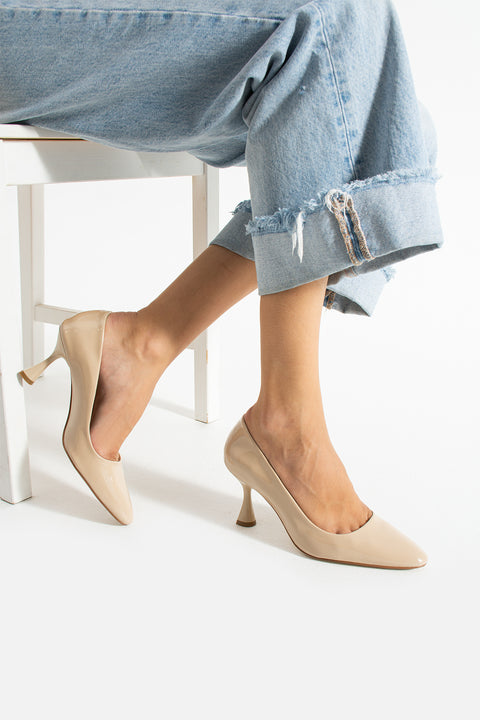 Yılan Derisi Desenli İnce Topuklu Stiletto Şık Rahat Vegan Deri Kadın Topuklu Ayakkabı