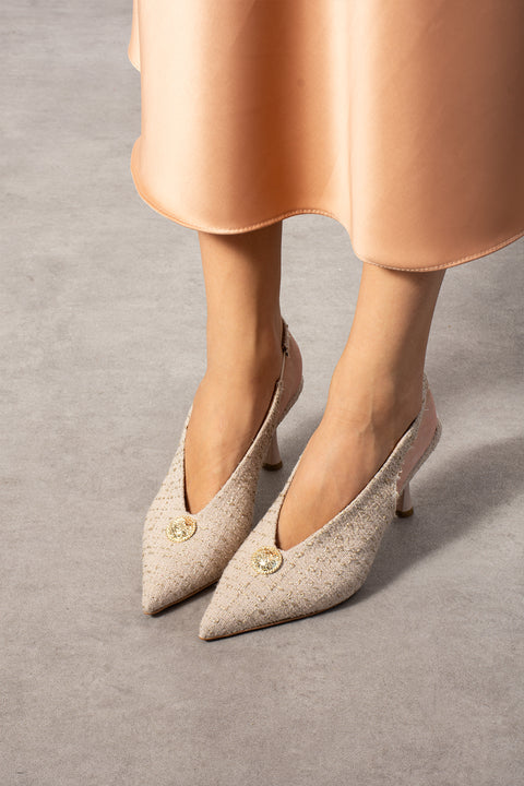 Düğme Detaylı Slingback İnce Topuklu Kadın Stiletto – Şık ve Zarif Abiye Ayakkabı
