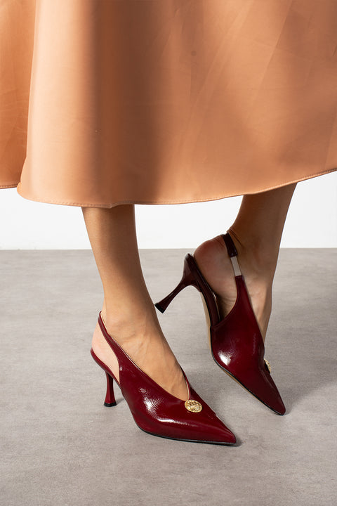 Düğme Detaylı Slingback İnce Topuklu Kadın Stiletto – Şık ve Zarif Abiye Ayakkabı