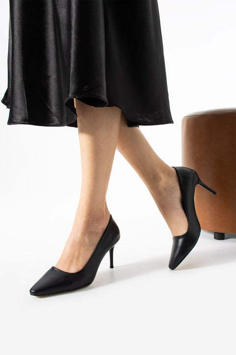 Parlak Vegan Deri Topuklu Ayakkabı – 7cm İnce Topuklu Şık Stiletto