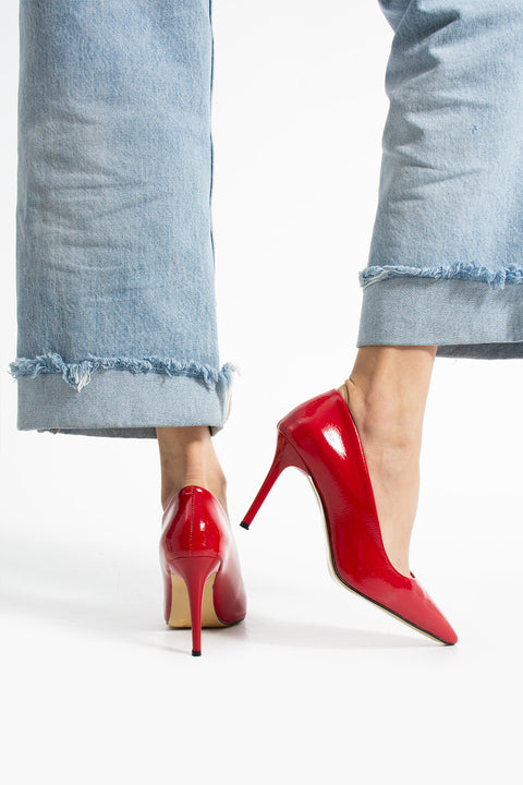 Vegan Deri Mat 9cm Topuklu Hafızalı Pedli Rahat Kalıp Sivri Burun Kadın Stiletto