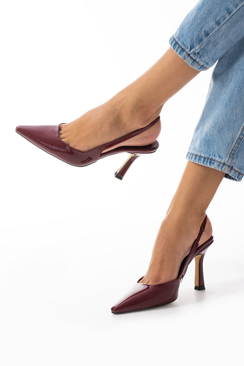 Slingback İnce Topuklu Ayakkabı Kadın Sivri Burun Şık Günlük Ofis Abiye Model