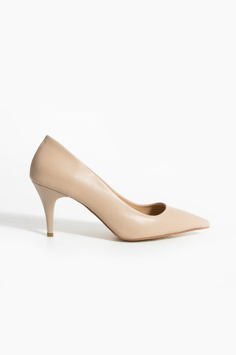 Şık Beyaz Vegan Deri Stiletto | Sivri Burun, 7 cm İnce Topuklu Günlük & Ofis Ayakkabısı