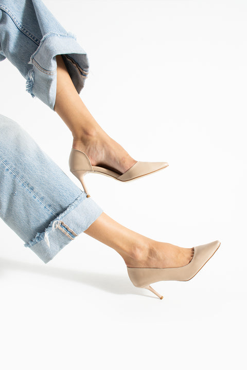 Mat Siyah Vegan Deri Stiletto – 7 cm İnce Topuklu Rahat Günlük Ofis Ayakkabısı