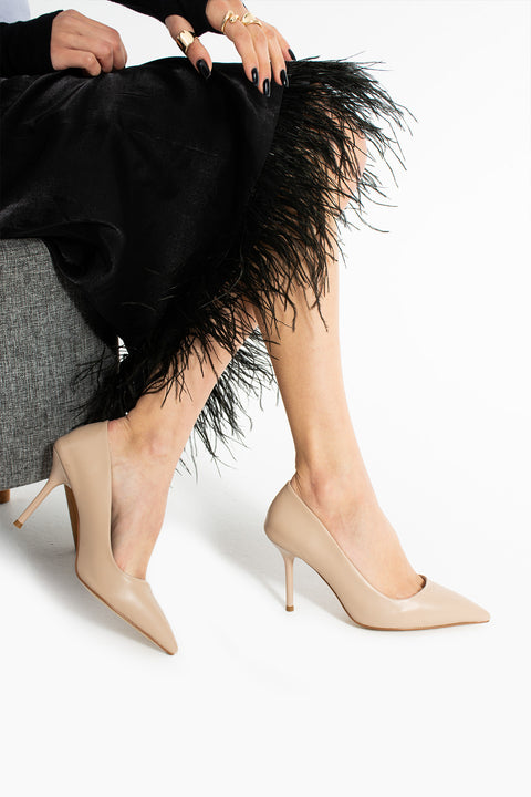 Rugan  9 cm Vegan Deri İnce Topuklu Stiletto | Etkileyici Şıklık! Mezuniyet Düğün Ofis İçin