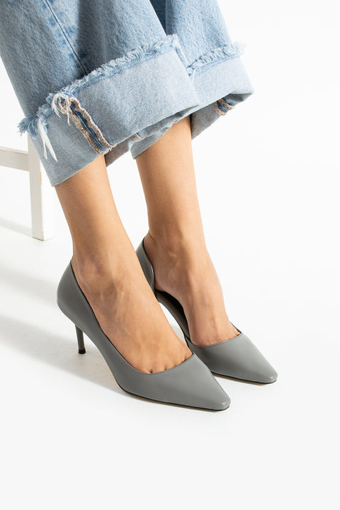 Mat Siyah Vegan Deri Stiletto – 7 cm İnce Topuklu Rahat Günlük Ofis Ayakkabısı